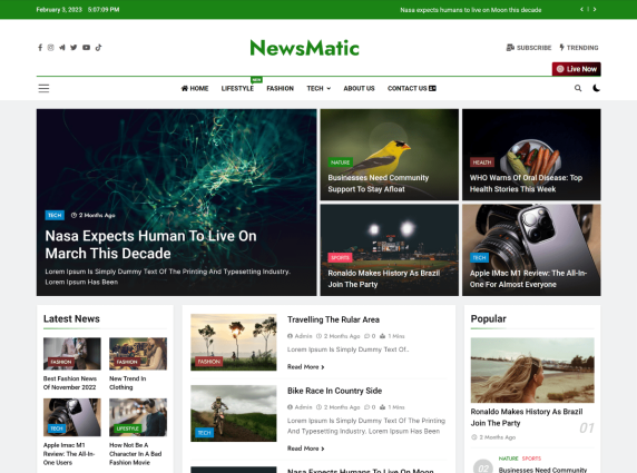 Newsmatic WordPress Theme