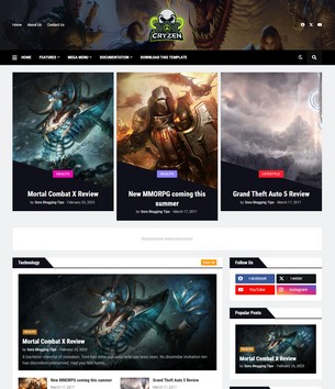 Cryzen Blogger Template
