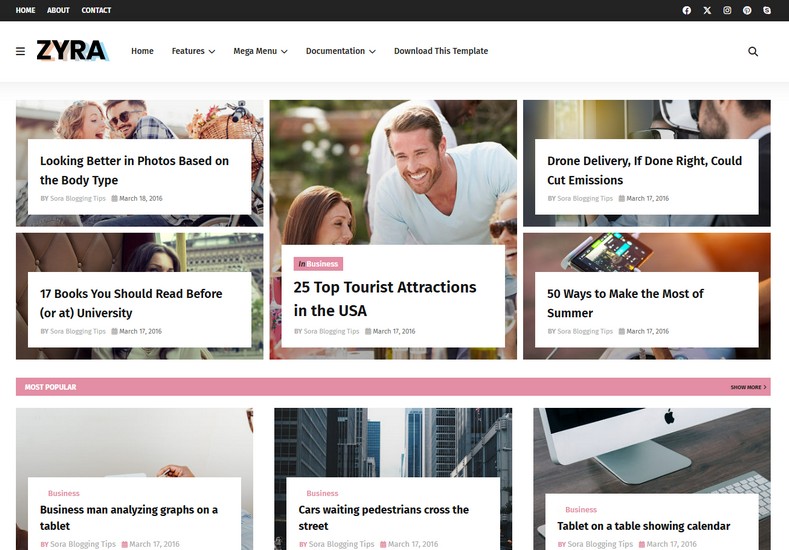 Zyra Blogger Template